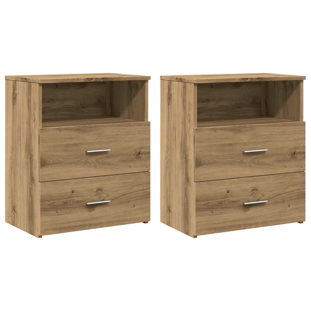 vidaXL Mesitas noche 2 uds madera ingeniería roble artisan 50x32x60 cm