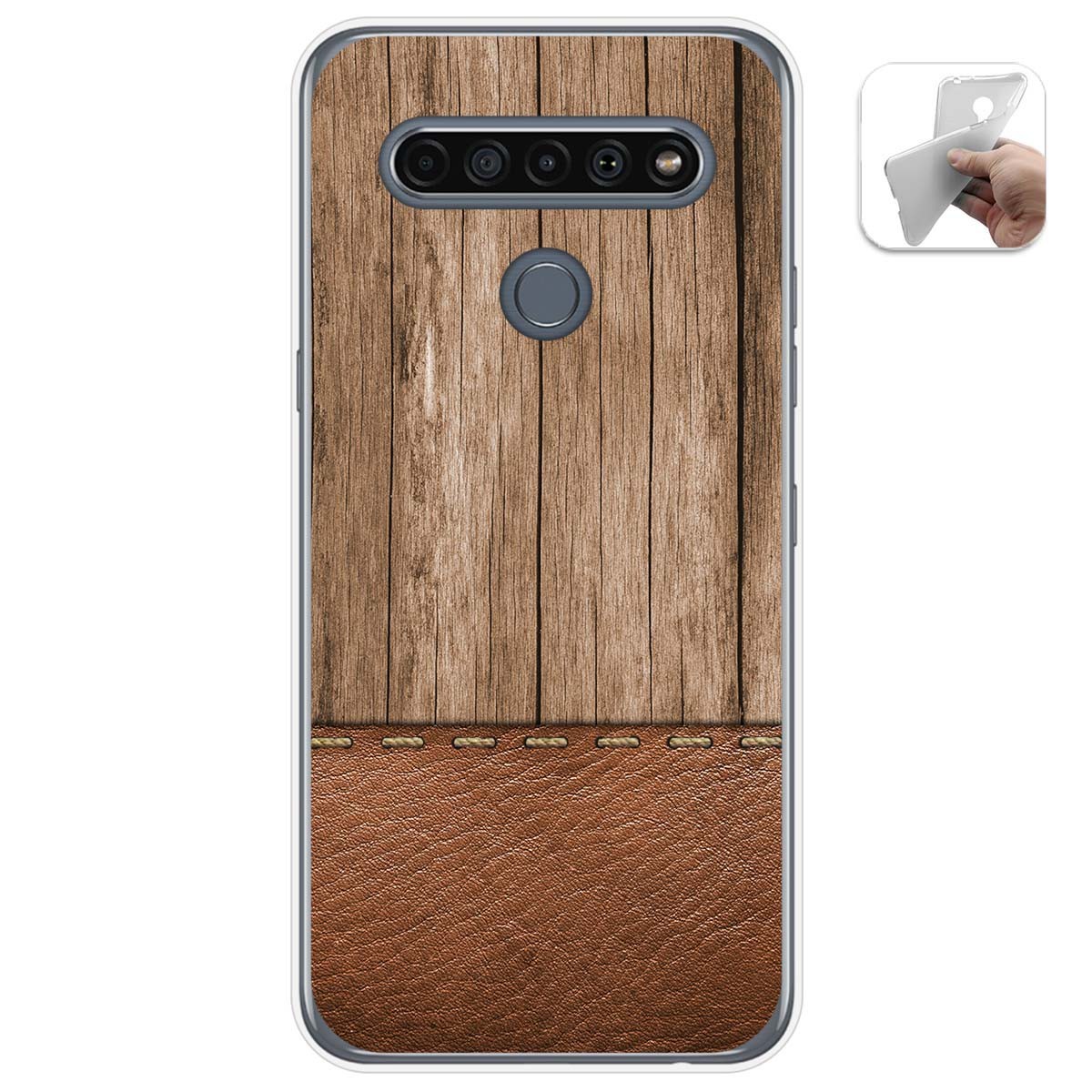 Tumundosmartphone Funda Gel Tpu para Lg K61 diseño Madera 09 Dibujos