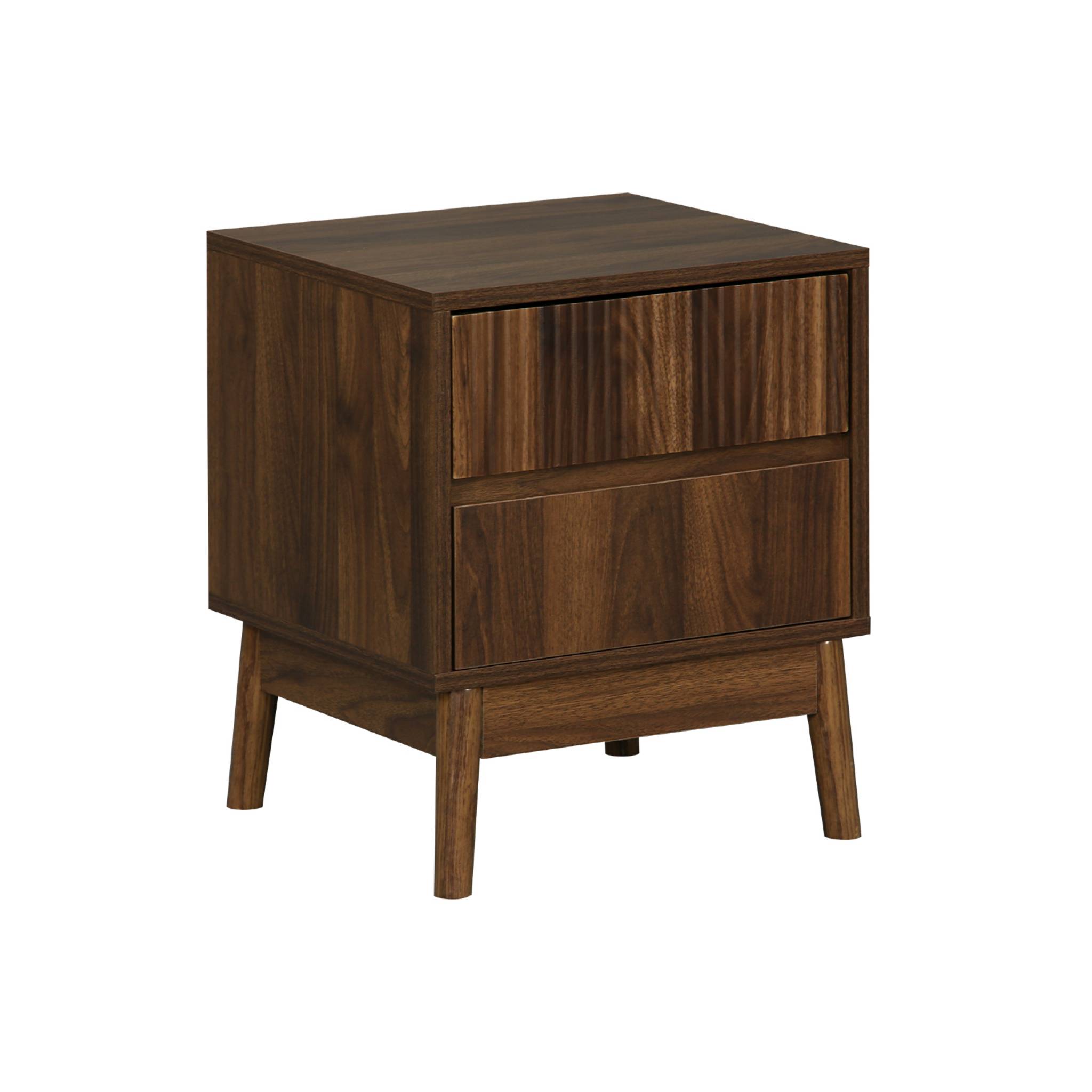 sweeek - Mesita de noche con efecto madera, 2 cajones, Linear, Madera oscura, 40x39x48 cm