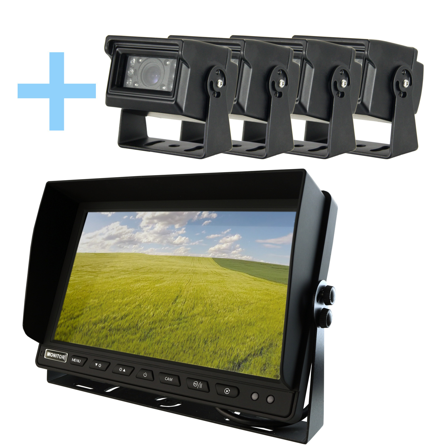 Kit de visión trasera Yatek, pantalla AHD de 10,1" + 4 cámaras 1080P para aparcar Yatek