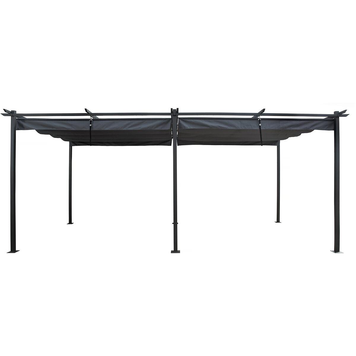 Habitat y Jardin - Pérgola metálica con techo retráctil - 3 x 6 m - Antracita