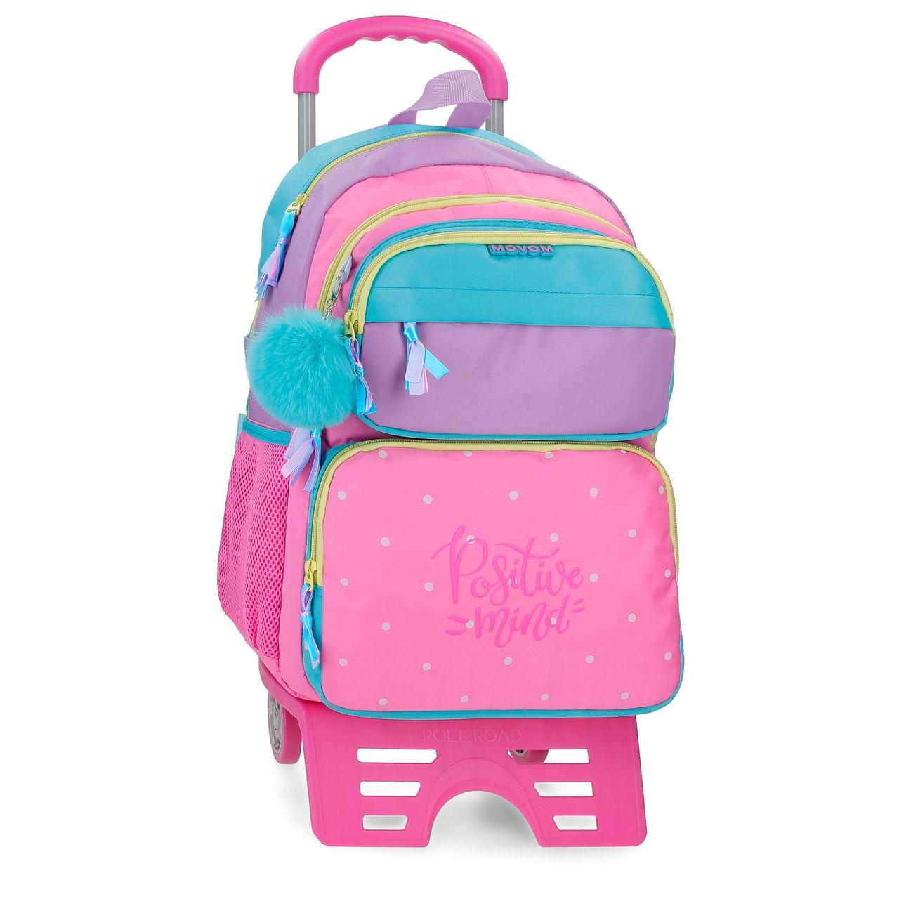 Mochila escolar con carro Movom Block rosa