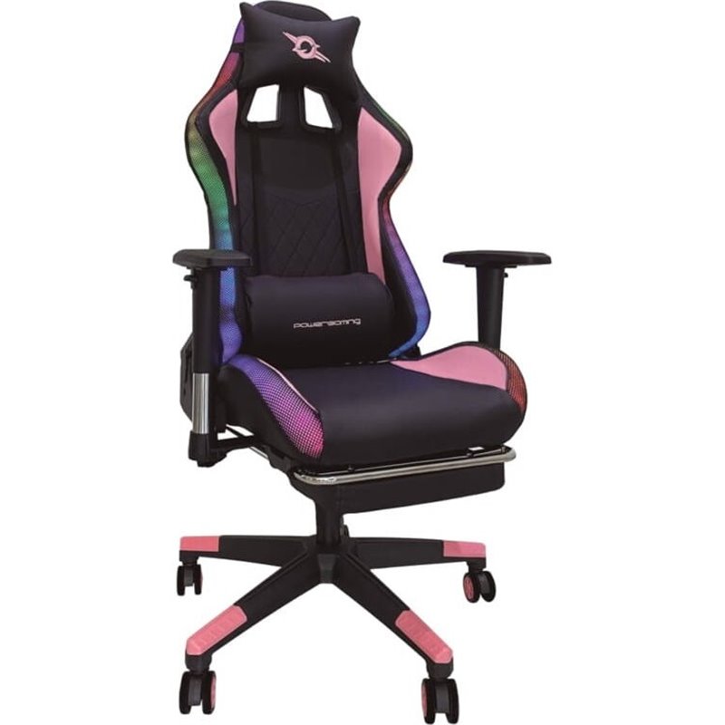 Silla PowerGaming LED RGB V2 Rosa con Reposapiés