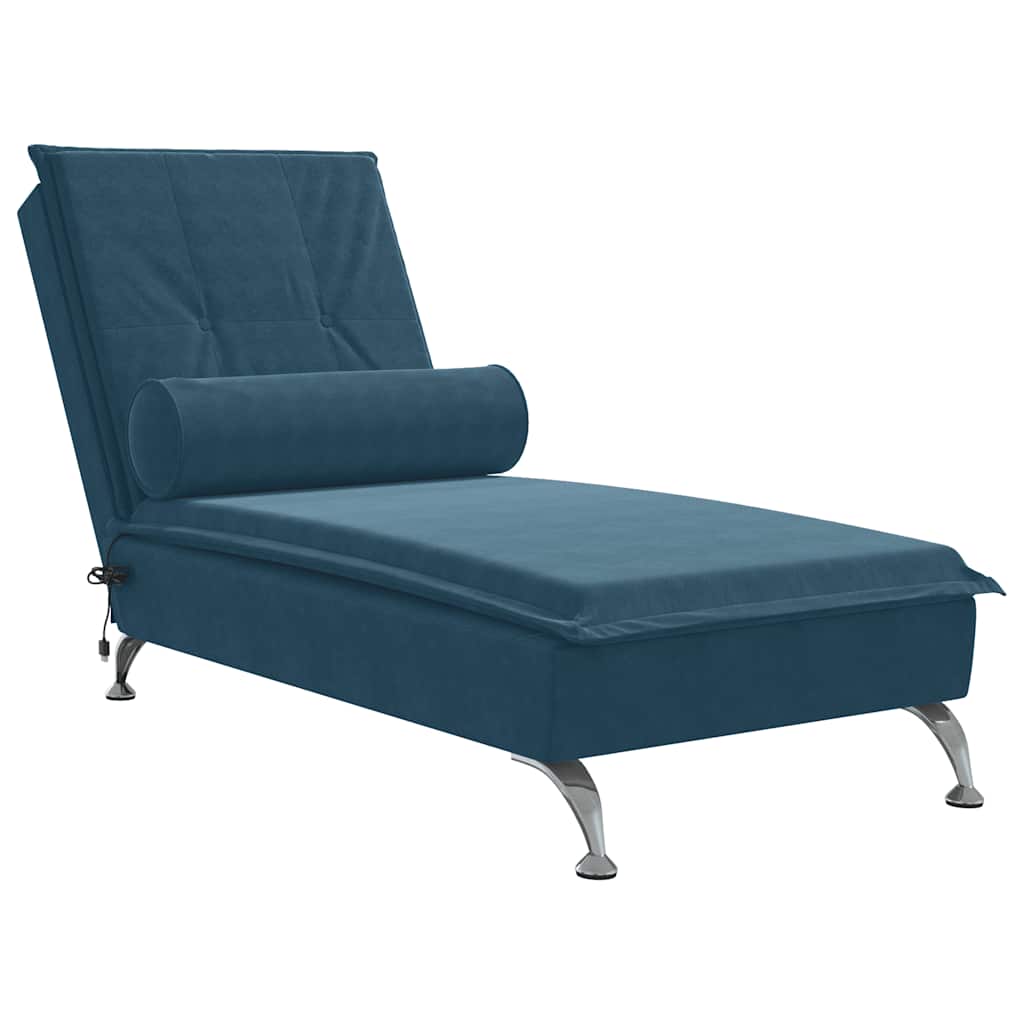 vidaXL Sofá diván de masaje con cojín de terciopelo azul