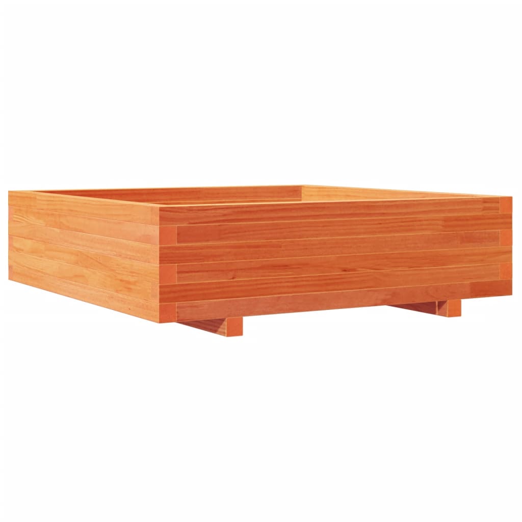 vidaXL Jardinera de madera maciza de pino marrón cera 90x90x26,5 cm