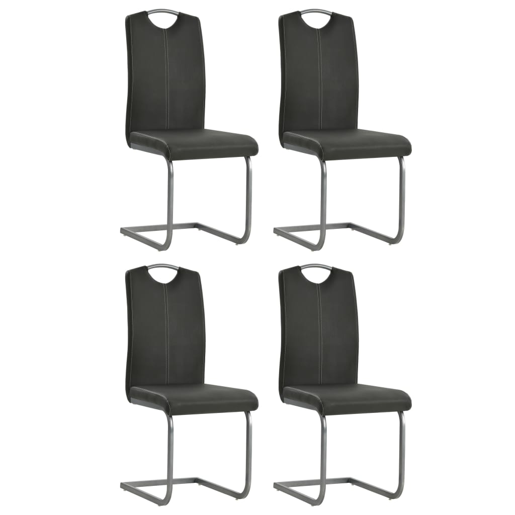 vidaXL Sillas de comedor voladizas 4 unidades cuero sintético gris