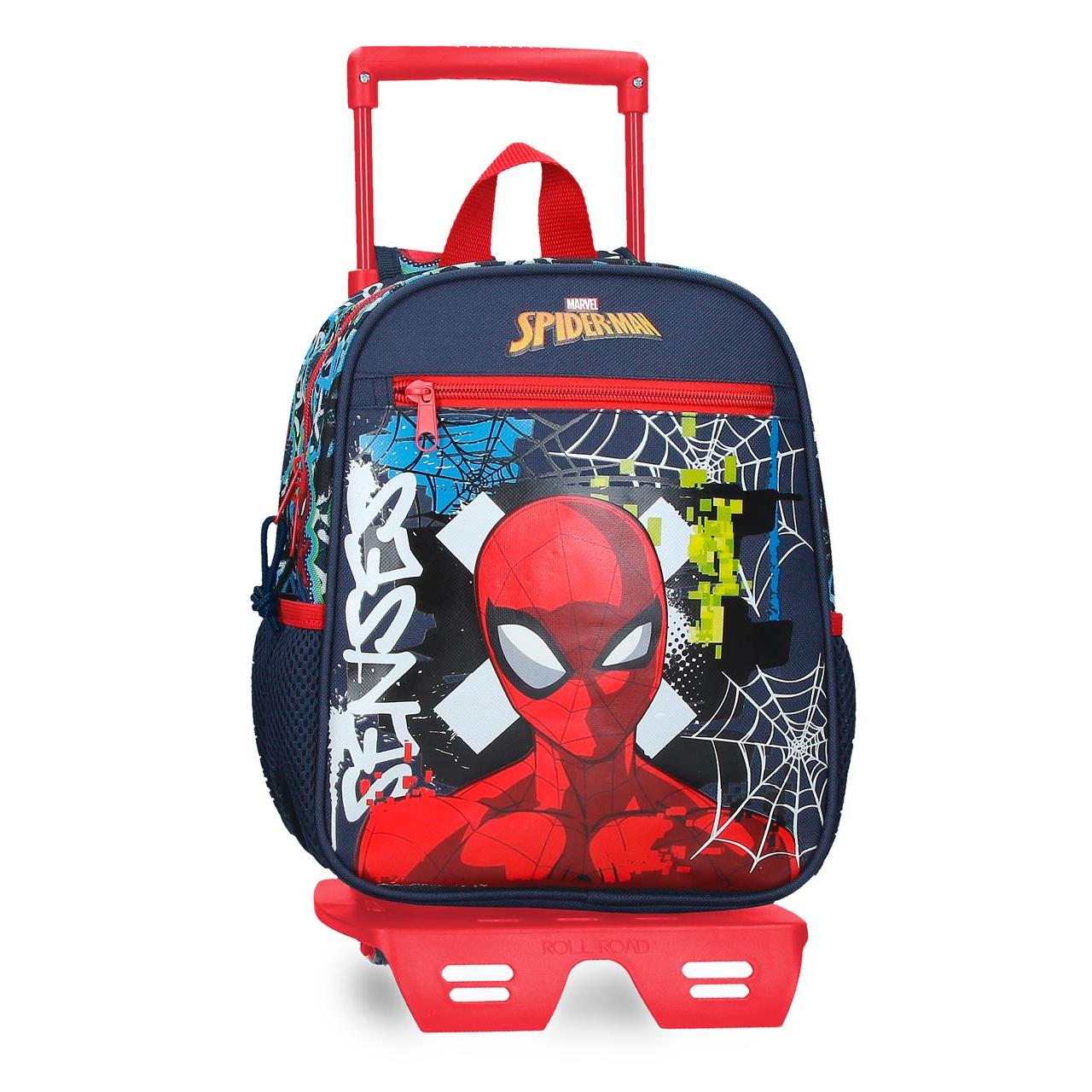 Mochila escolar con carro Grafity Of Spiderman 23x28x10cm Marino