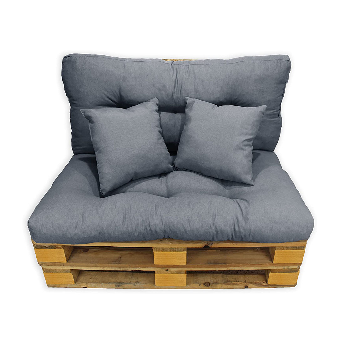 Acomoda Textil - Cojines Sofá Palets. Conjunto 4 Piezas para Palet, Asiento 120x80 cm + Respaldo + 2 Cojines. Cómodo y Elegante para Interior y Exterior. NO INCLUYE PALETS.