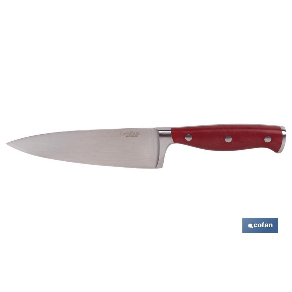 COFAN - Cuchillo de Cocina con Forjado Francés | En Color Rojo | Diferentes Medidas