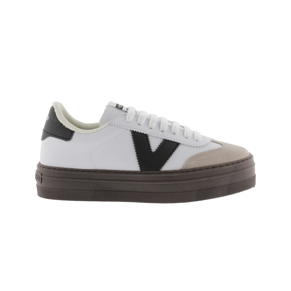 Victoria Barcelona Ciclista Zapatillas de efecto piel con plataforma marrón chocolate y piezas en contraste 1092172