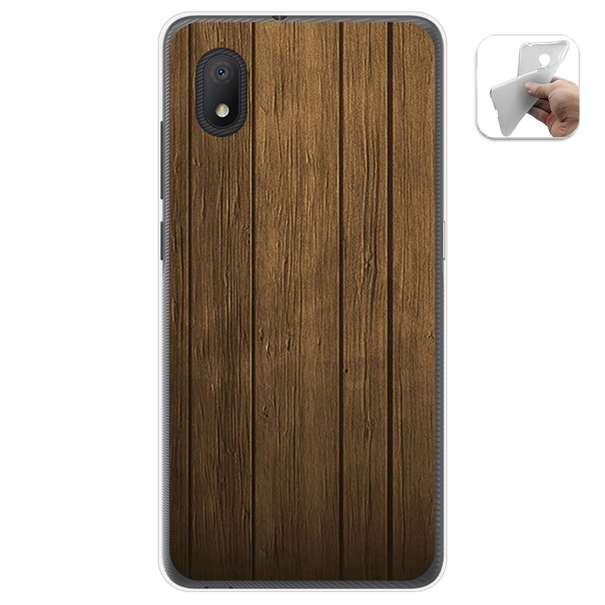 Tumundosmartphone Funda Gel Tpu para Alcatel 1B 2020 diseño Madera Dibujos