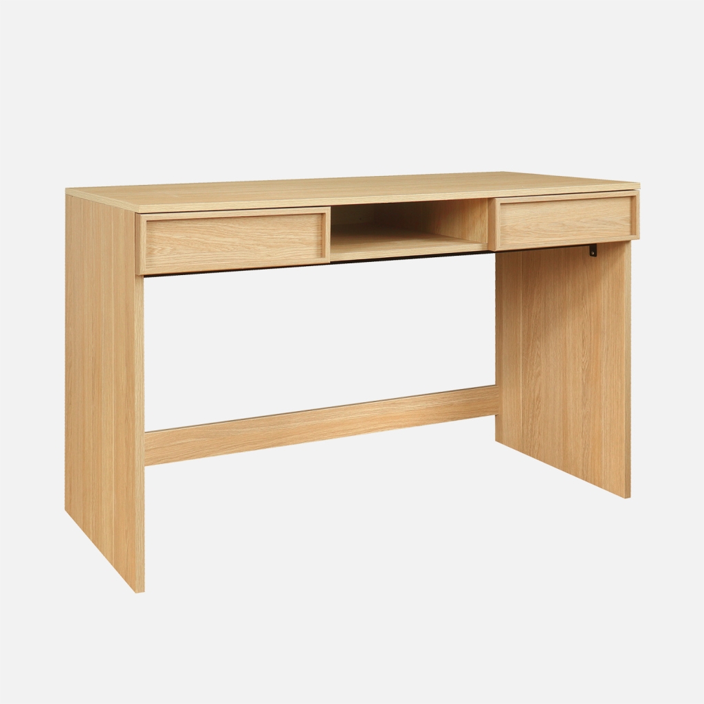 sweeek - Escritorio efecto madera con 2 cajones, 120cm , Kuba , 120x55x77