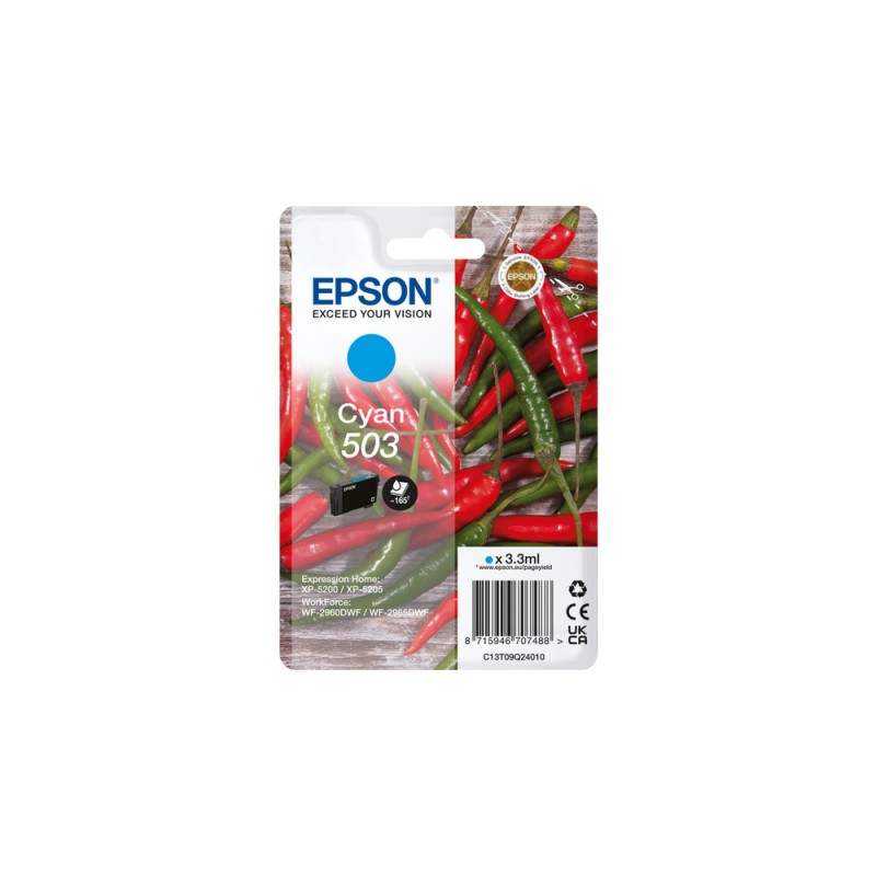 Epson - 503 cartucho de tinta 1 pieza(s) Original Rendimiento estándar Azul C13T09Q24010