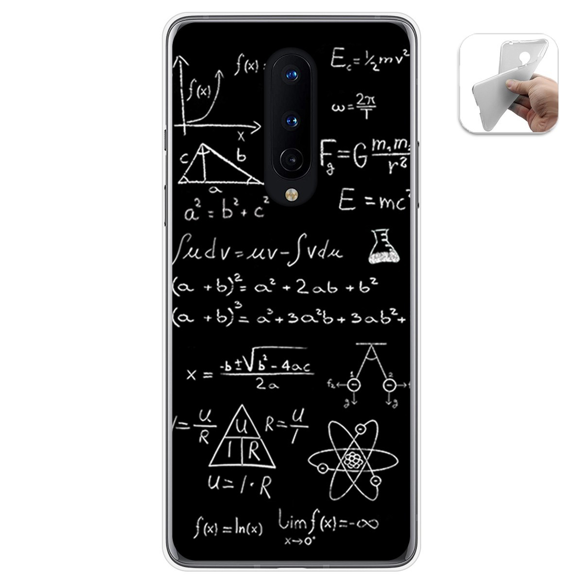 Tumundosmartphone Funda Gel Tpu para OnePlus 8 diseño Formulas Dibujos