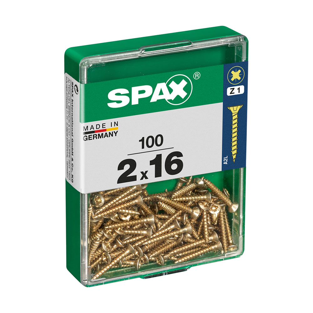 CAJA 100 uds. TORNILLO MADERA SPAX CAB. PLANA YELLOX 2,0x16mm SPAX