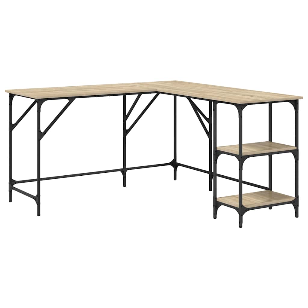 vidaXL Escritorio madera de ingeniería roble Sonoma 139x139x75 cm