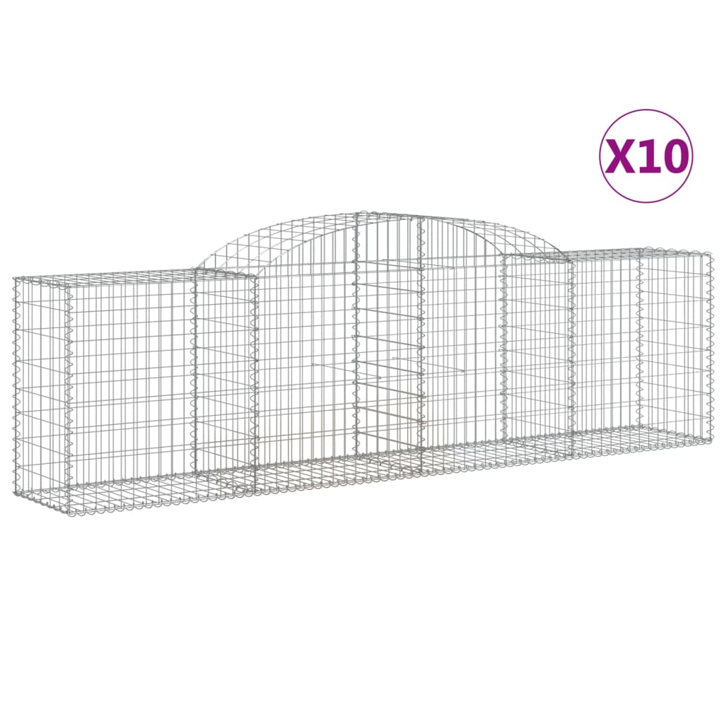 vidaXL Cestas de gaviones 10 uds forma de arco hierro Dimensiones 300 x 30 x 60/80 cm,  300 x 30 x 100/120 cm,  300 x 50 x 60/80 cm y mas