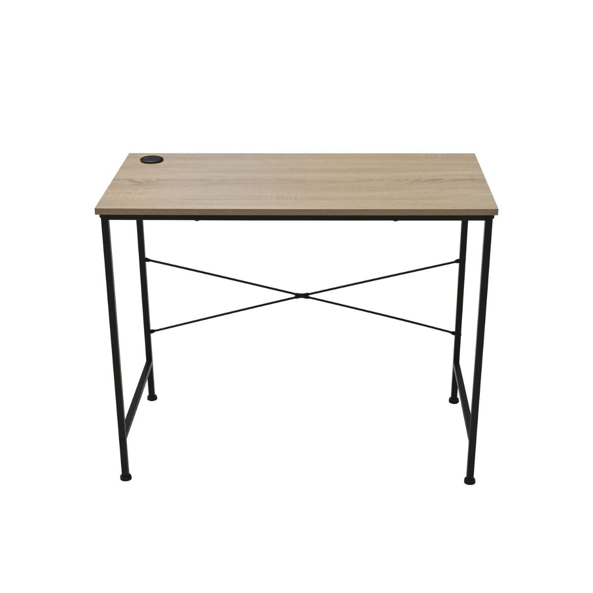 Escritorio Deck orificio pasacables negro/natural 72x90x45 cm Adec