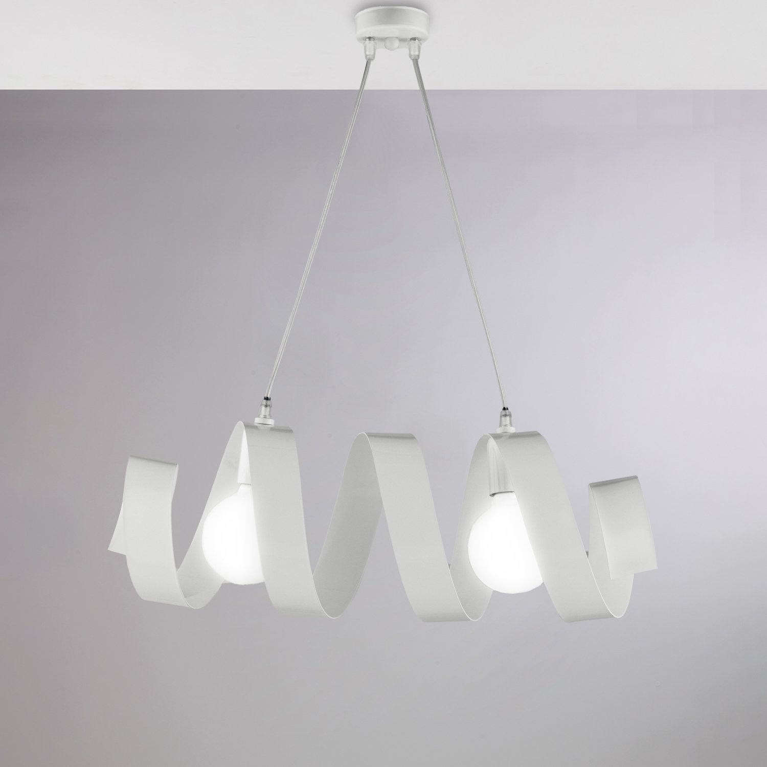 Suspensión Moderna Helix 2 Luces de Hierro lacado Blanco