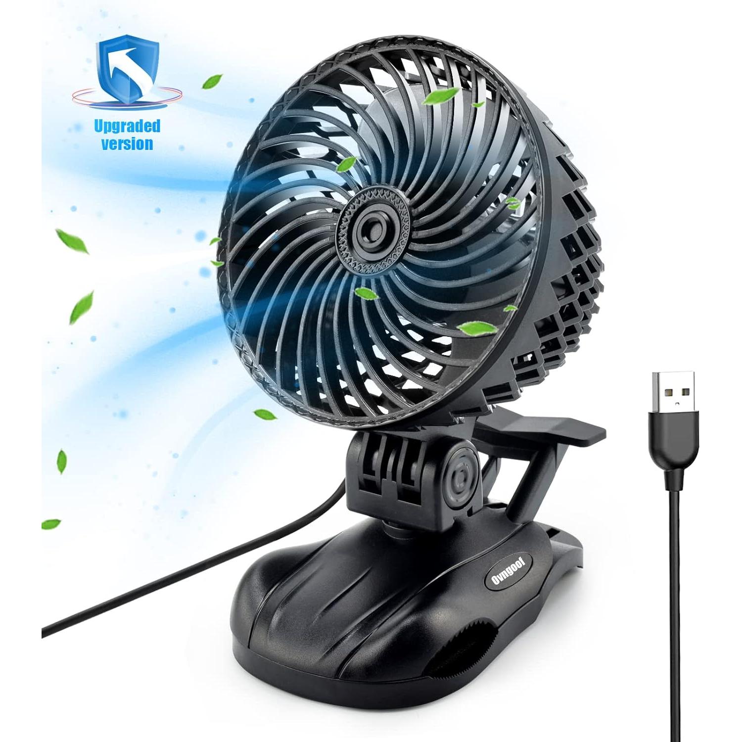 Mini Ventilador USB con Clip, Ventilador con 9 Velocidades, Ventilador de Mesa Portátil 2 en 1, Ventilador de Mesa Silencioso, Ventilador con Pinza, Ventilador de Clip Ventilador USB, NO RECARGABLE