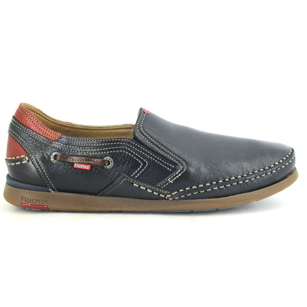 FLUCHOS 9883 Mocasines de hombre azul marino PIEL 526