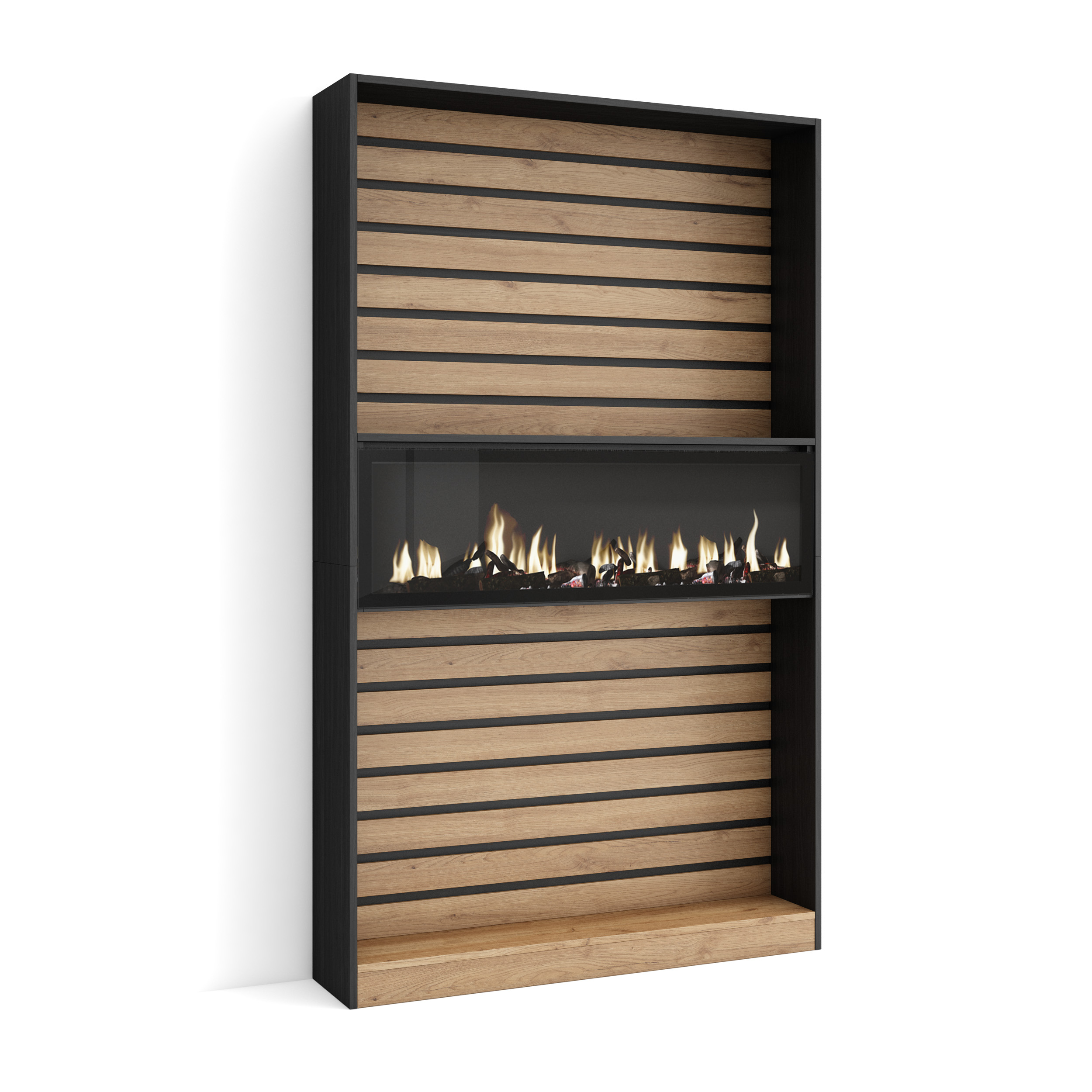 Skraut Home, Estantería, Librería, 110x25x186cm, Fuego XXL Led, Veteado de madera tacto poroso, Varios colores