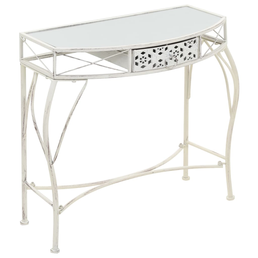Vidaxl Mesa Auxiliar Estilo Francés Metal 82x39x76 Cm Blanco Dorado