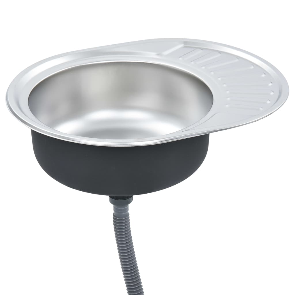 vidaXL Fregadero Cocina con Colador y Sifón Acero Inoxidable Ovalado Lavabo Dimensiones 42 x 16 cm,  57 x 45 x 16 cm,  48 x 16 cm y mas