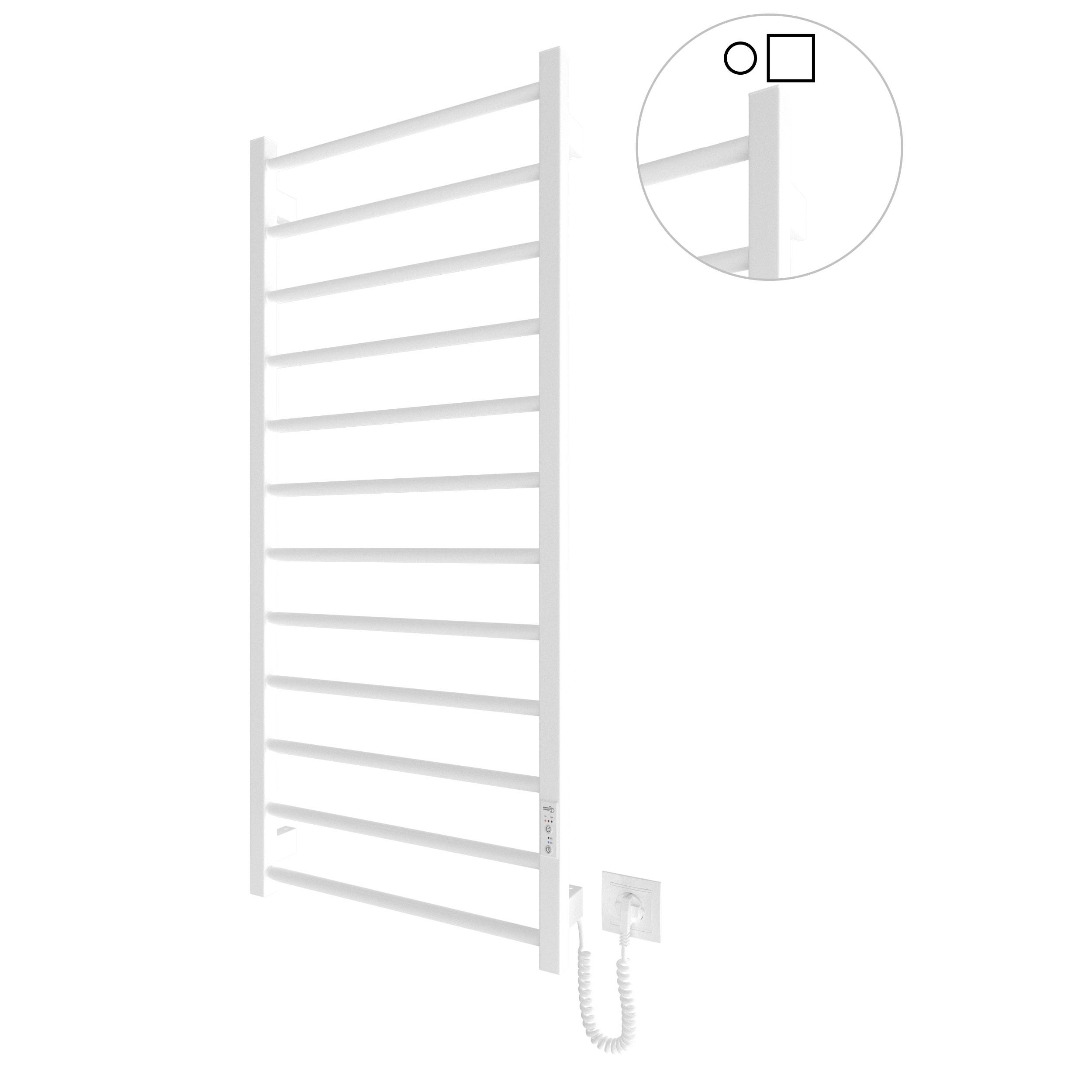 Radiador Toallero Eléctrico Seco HYGGE FAMILY Modelo LEEDS, para baño Bajo Consumo de 1170x530 mm Color BLANCO MATE