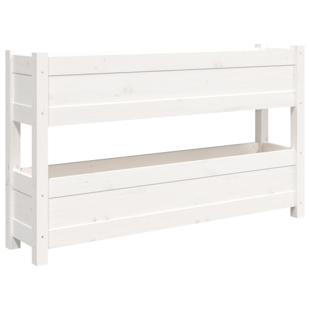 vidaXL Jardinera de madera maciza de pino 112x25x66 cm Color Natural,  Blanco,  Gris y mas