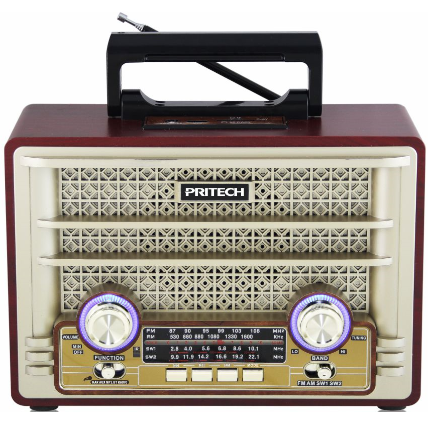 Radio portátil retro AM FM Radio de onda corta incorporada con batería  vintage con altavoz Bluetooth, tarjeta TF AUX disco USB reproductor MP3,  día