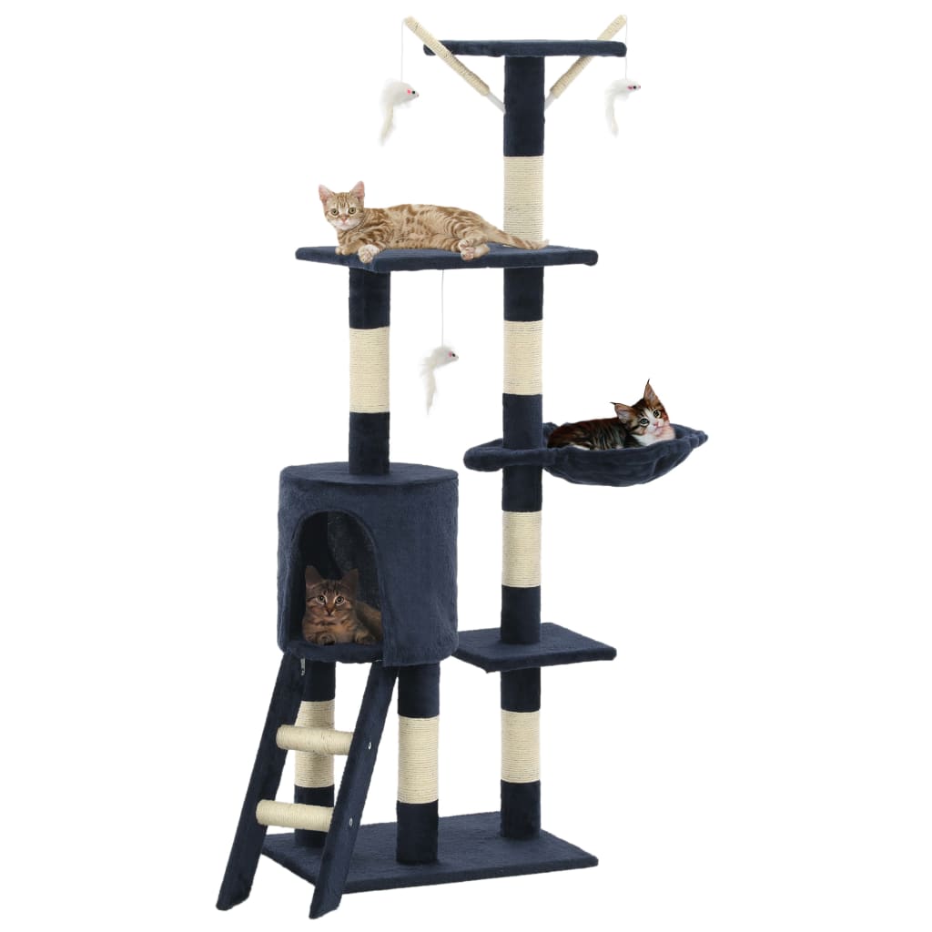 vidaXL Rascador para Gatos Poste Sisal 138 cm Árbol Arañar Juguete Color Azul oscuro,  Beige,  Gris y mas