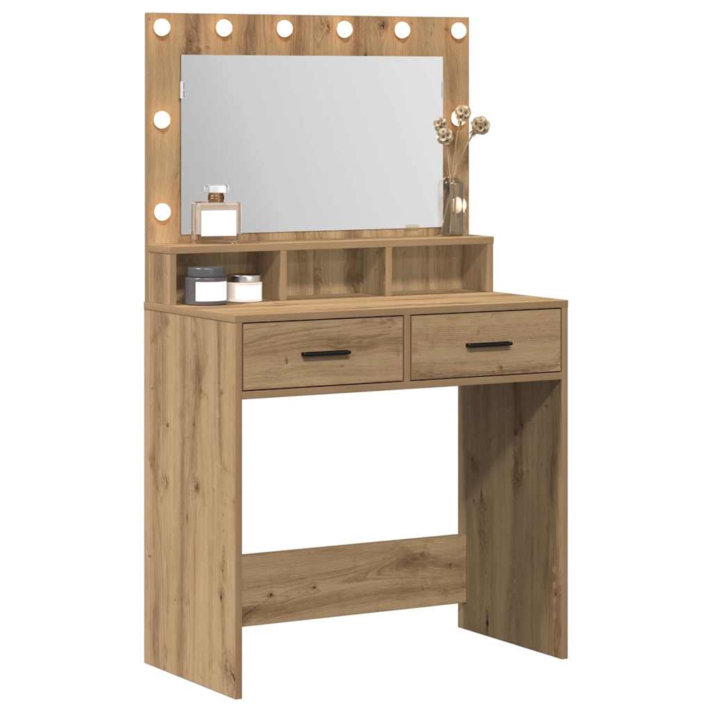 vidaXL Mesa Tocador con cajón Roble artesanal 79 x 41 x 135 cm