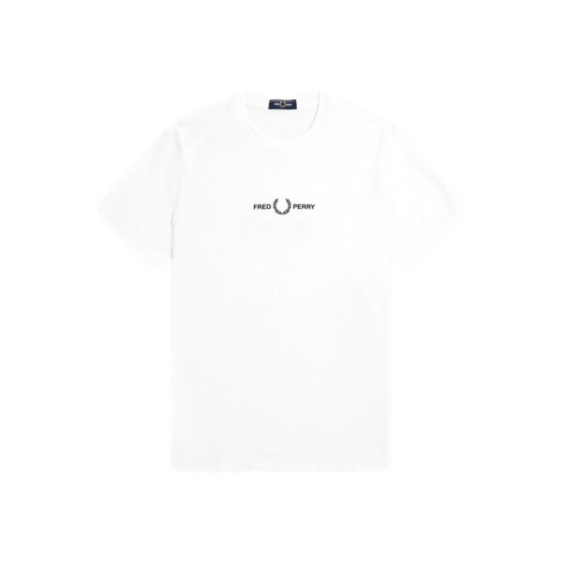 CAMISETA FRED PERRY BLANCA EMBROIDERED TEE
