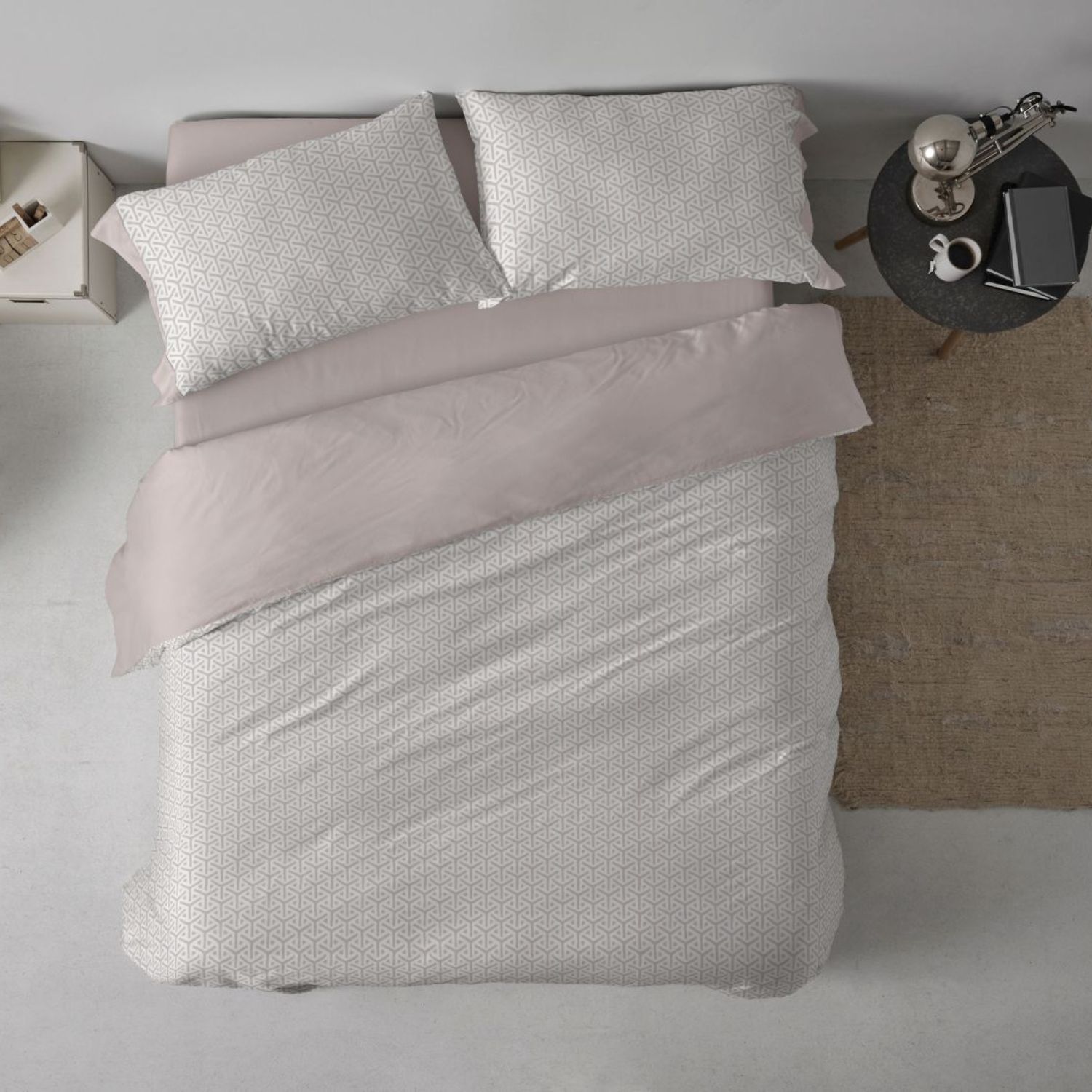Funda Nórdica BURRITO BLANCO 100% Algodón Extrasuave Diseño Étnico Beige - Larga Duración, Anti-Pilling - Cama 90-200cm