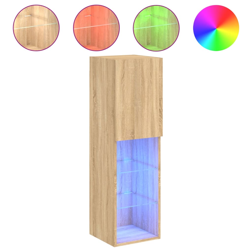 vidaXL Mueble para TV con luces LED 30,5x30x102 cm, Mueble de Salon, Mueble TV, Mueble TV salon, Mesa de TV, Mueble tele