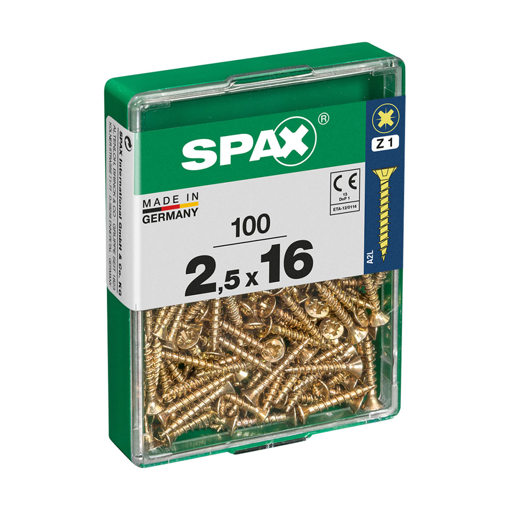 SPAX cab. plana yellox 2,5x16 M 100 uds
