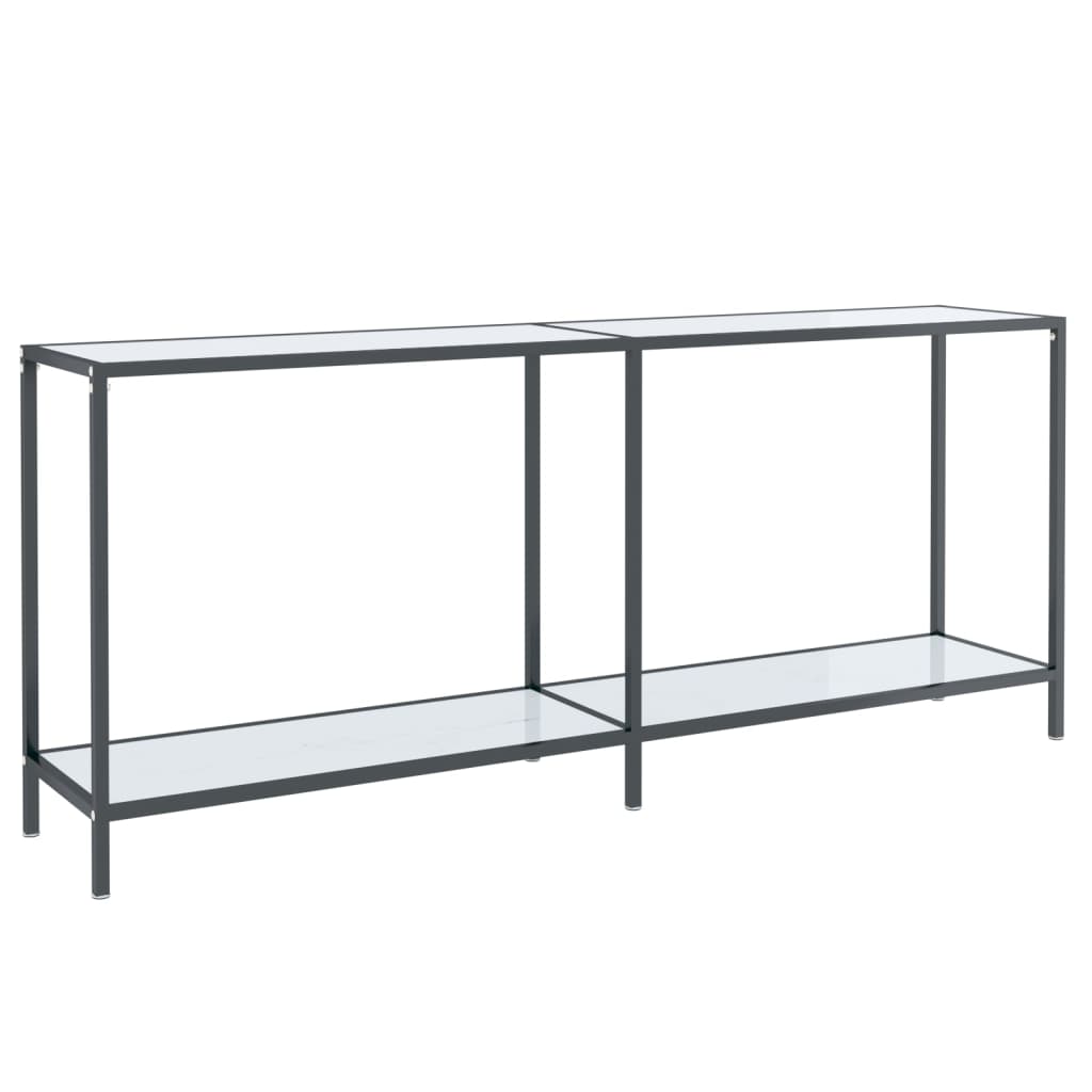 Vidaxl Mesa de Consola Vidrio 180x35x75,5 Cm Transparente, Negro, Mármol Blanco
