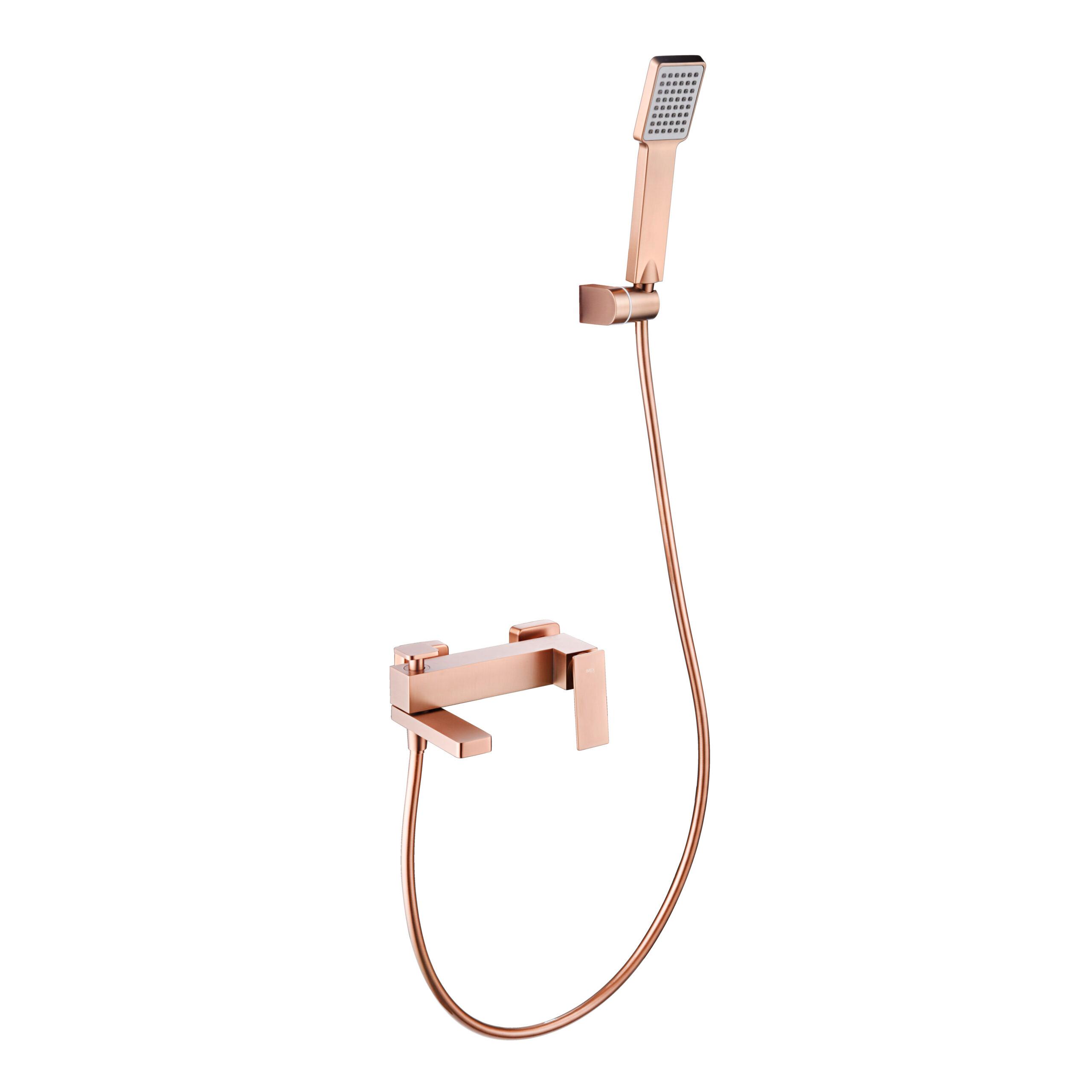 Imex Pisa BDP048-4ORC grifería monomando para bañera y ducha de latón con acabado oro rosa cepillado