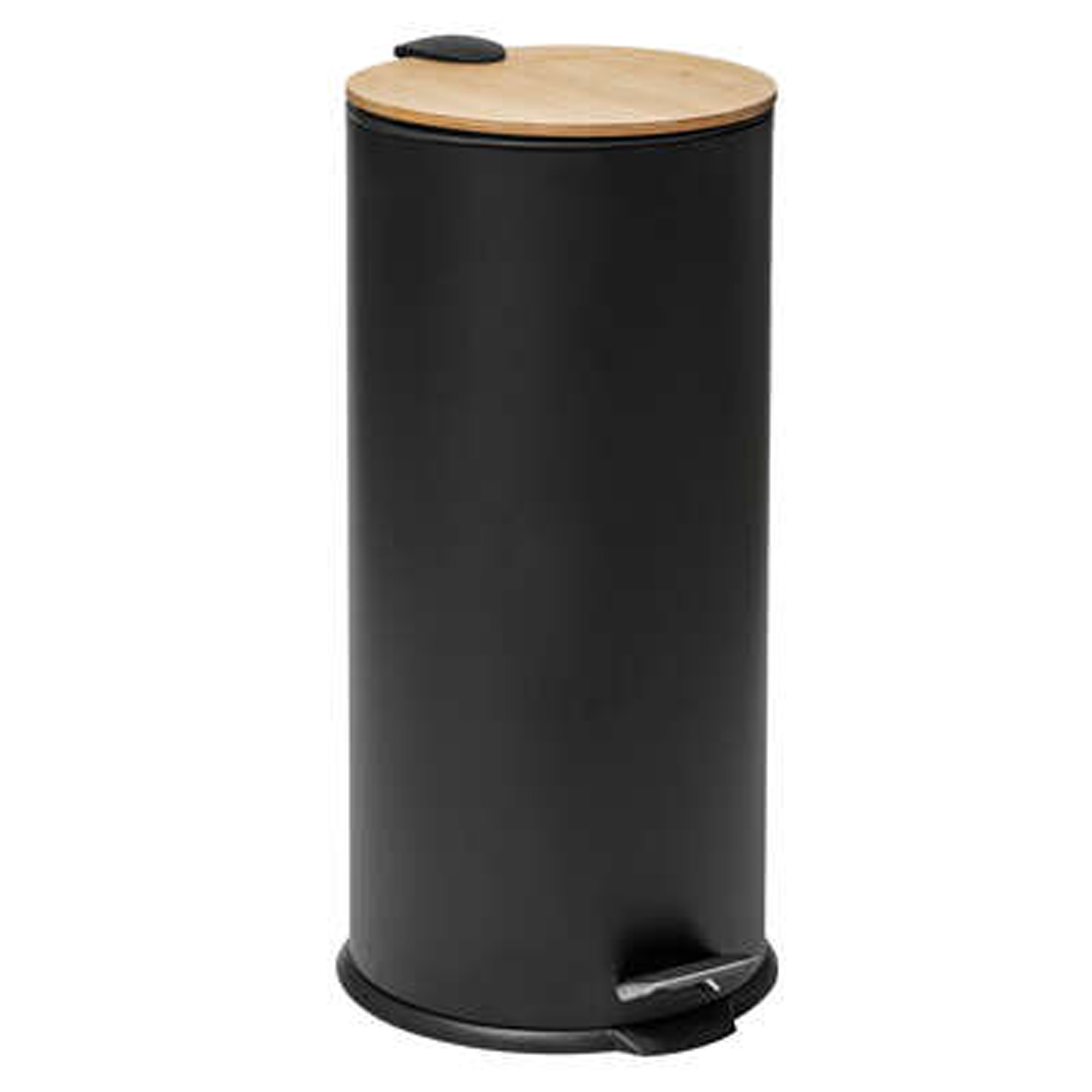 Papelera de Baño Cubo Pedal 20L con Tapa de Bambú Negro