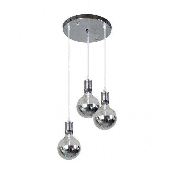 FABRILAMP Lampara Gala 3xe27 Cromo/cromo Bombillas Incluidas 24w 2700k 2100lm Regx36x36 Cm