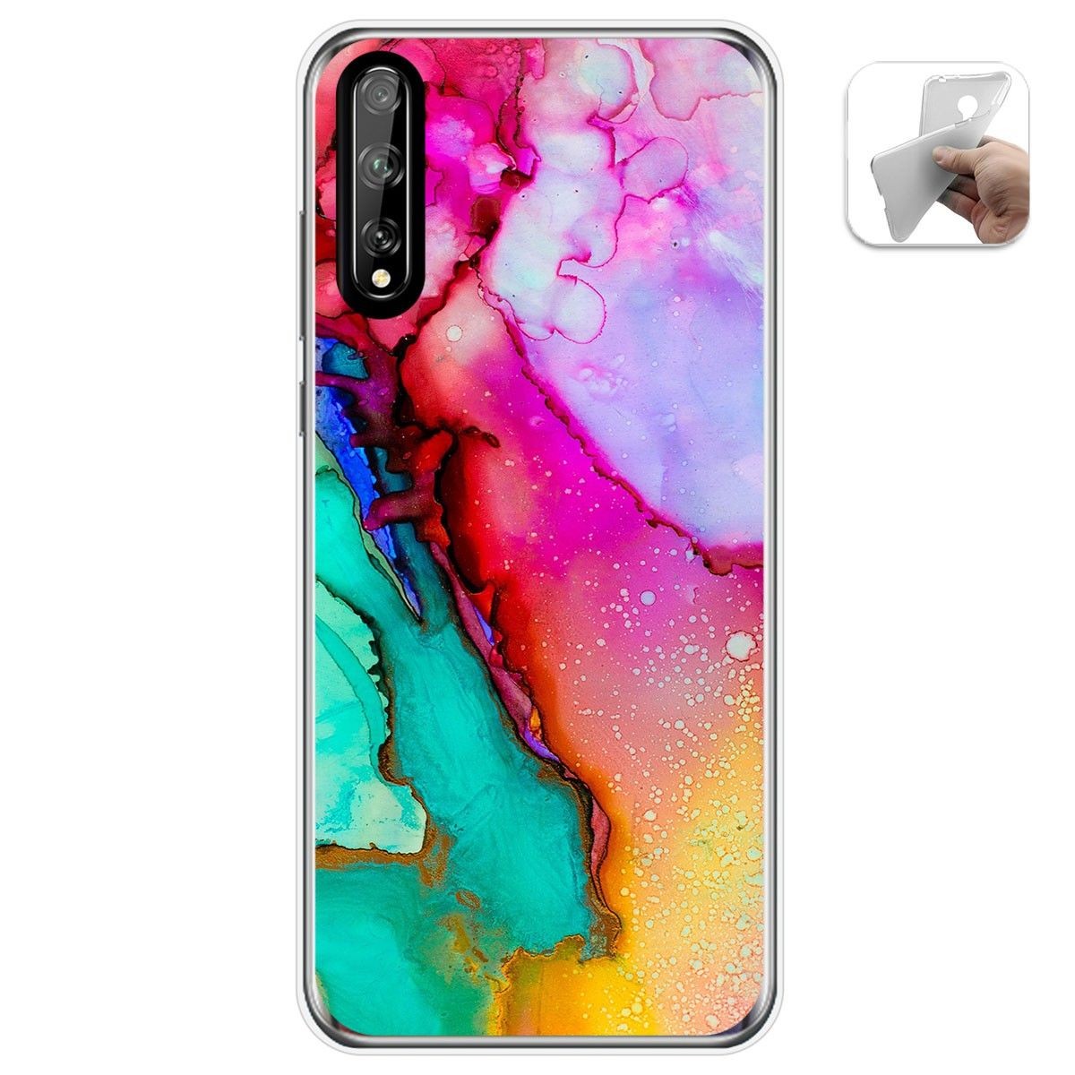 Tumundosmartphone Funda Gel Tpu para Huawei P Smart S / Y8p diseño Mármol 15 Dibujos