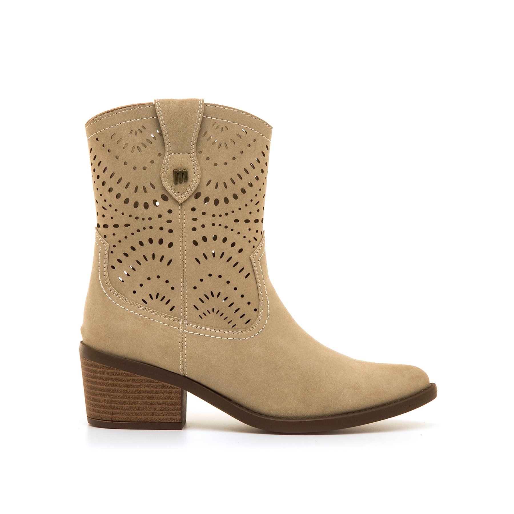 Mustang-MTNG botines de tacón mujer tanubis beige con cierre cremallera y tipo de puntera afilada
