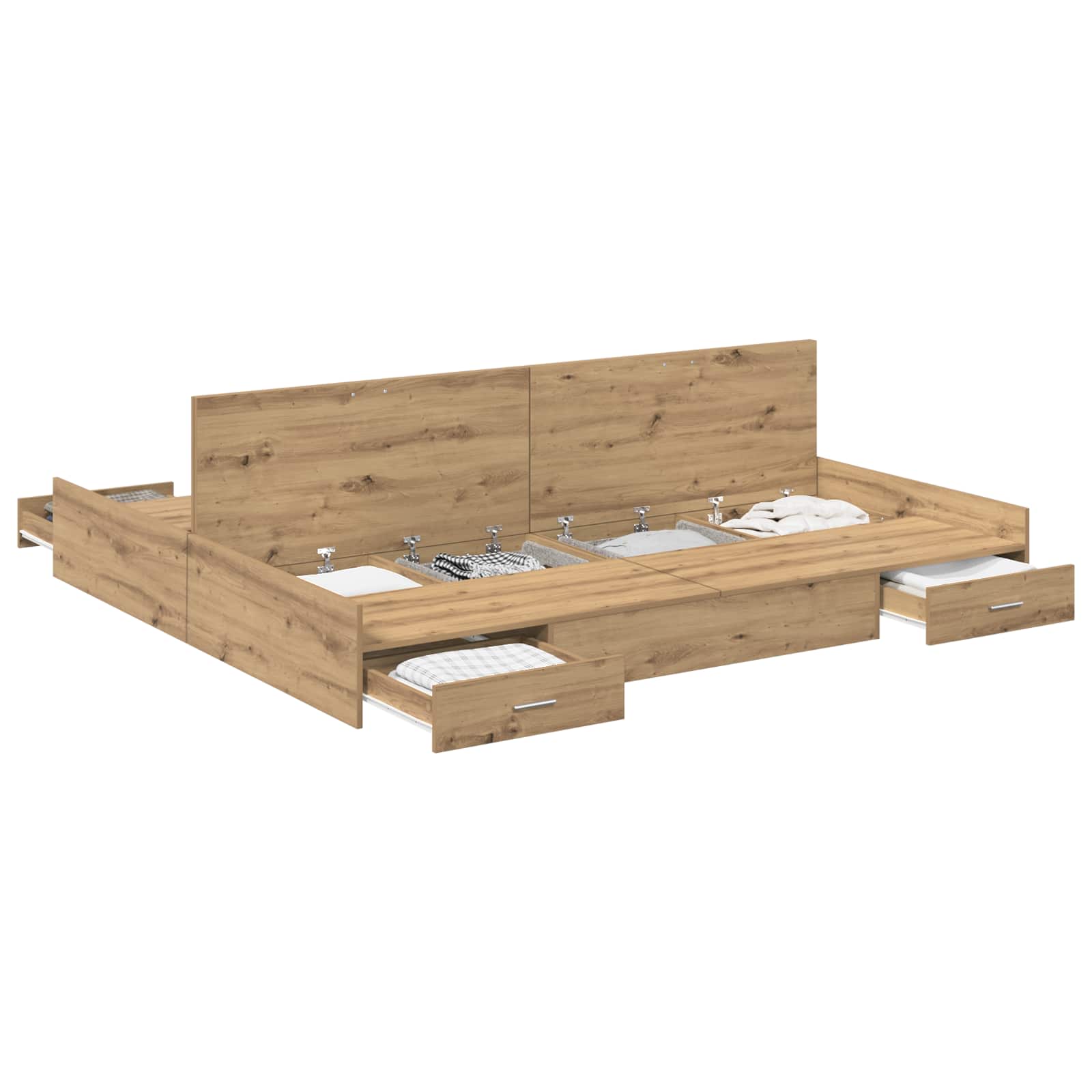 Cama con almacenamiento con cajón Roble artesanal 200 x 200 cm