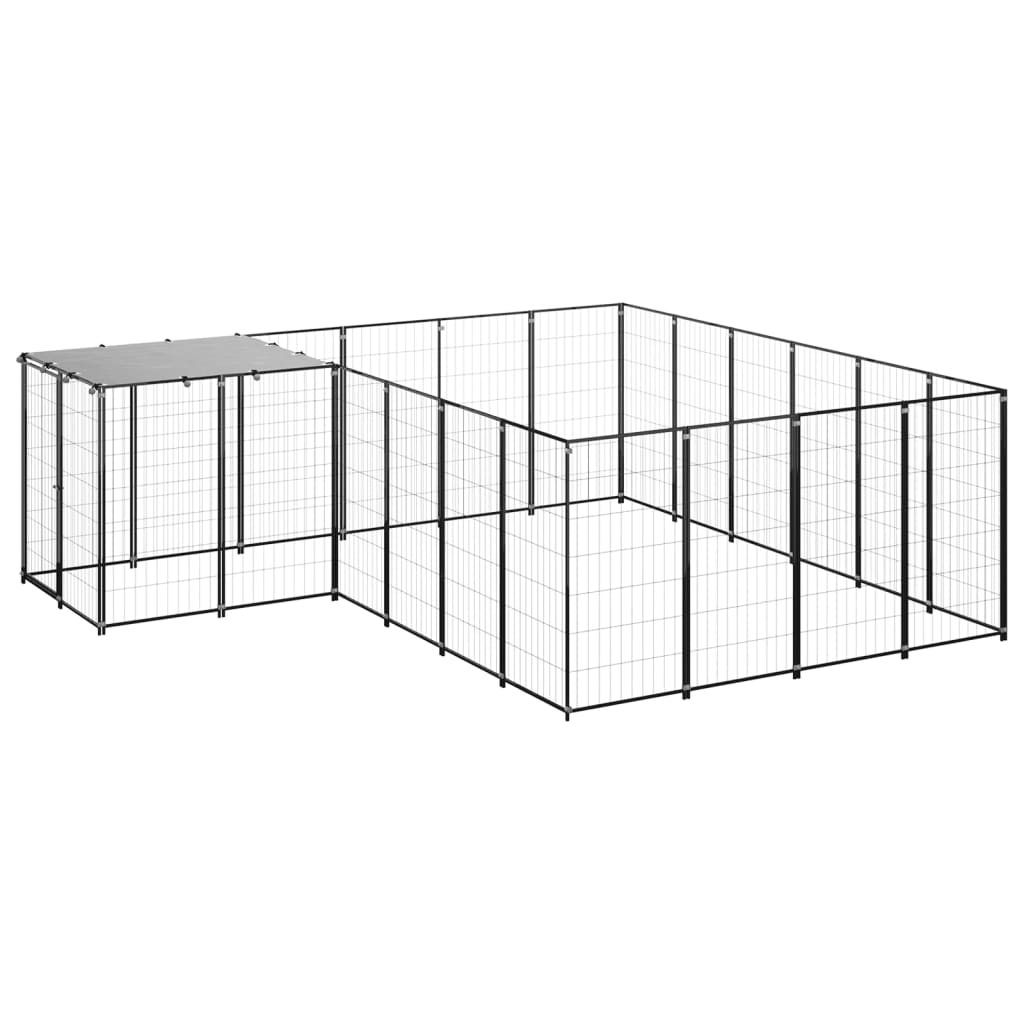vidaXL Perrera 8,47 m² Acero Casa Jaula Perro Cachorro Recinto Mascota Color Plateado,  Negro, y mas