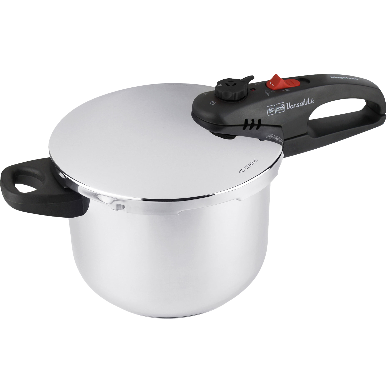 MAGEFESA VERSATILE Olla a Presión Súper Rápida de 6L, Acero Inoxidable 18/10, 2 Modos de Presión y 5 Sistemas de Seguridad