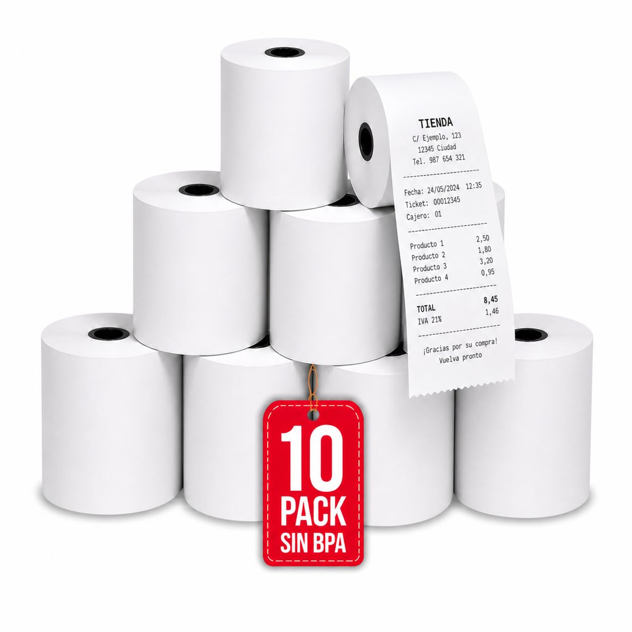 COM-FORT HOUSE Papel Térmico sin BPA varios tamaños – Impresión Rápida y Nítida – Para TPV, Tickets y Cajas Registradoras