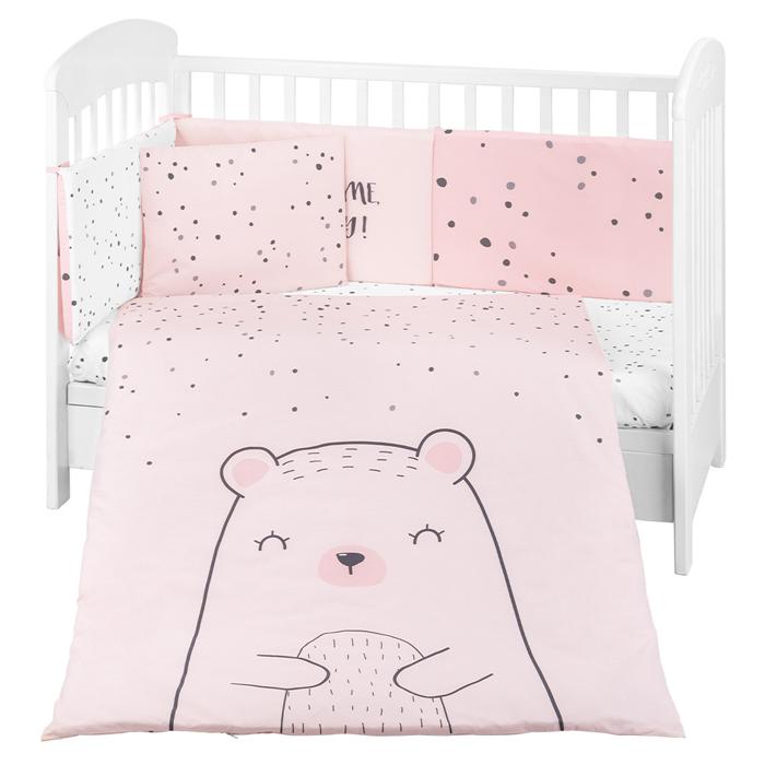 Conjunto jogo de cama 6pçs 70x140cm Kikka Boo Bear with me Rosa