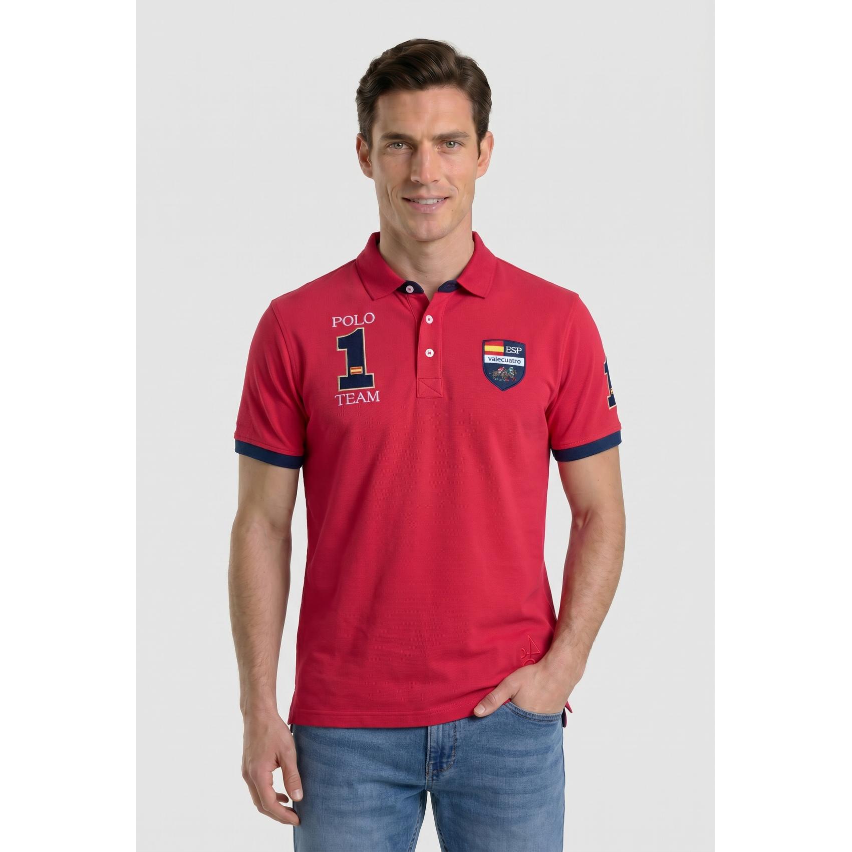 Polo Valecuatros escudos ESP rojo