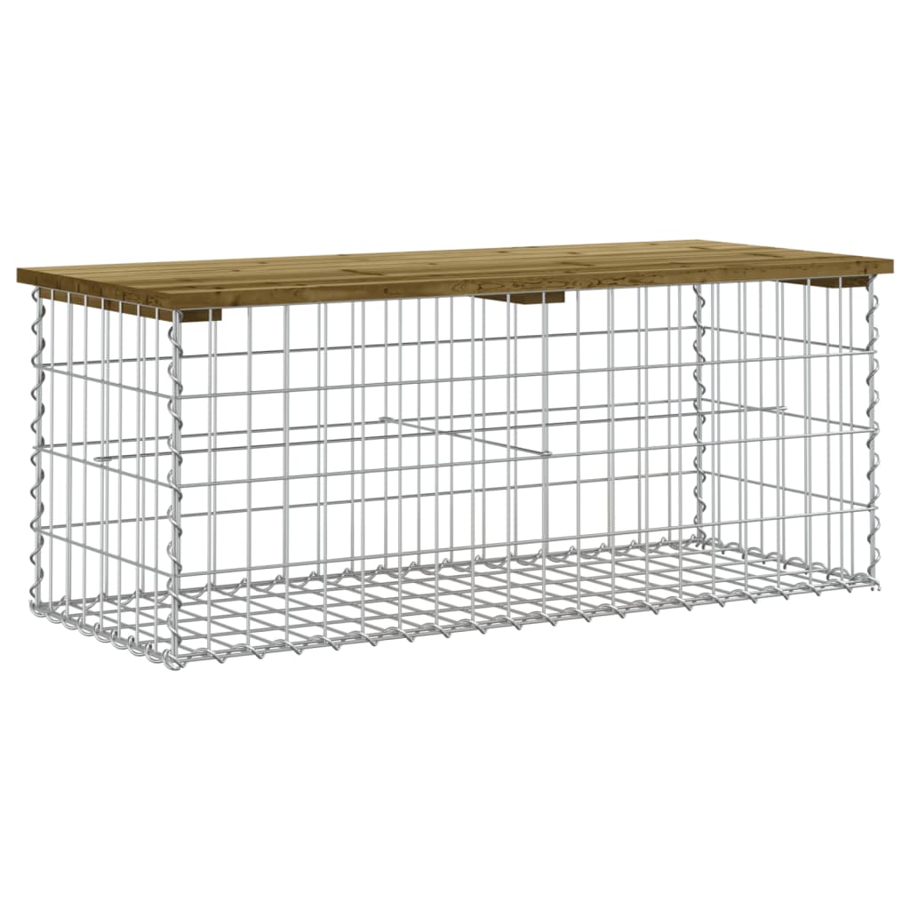 vidaXL Banco jardín diseño gaviones madera pino impregnada 103x44x42cm